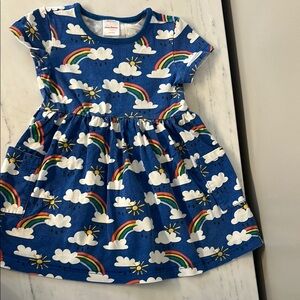 Hanna Anderson 3T Blue Rainbow Print Dress with Pockets